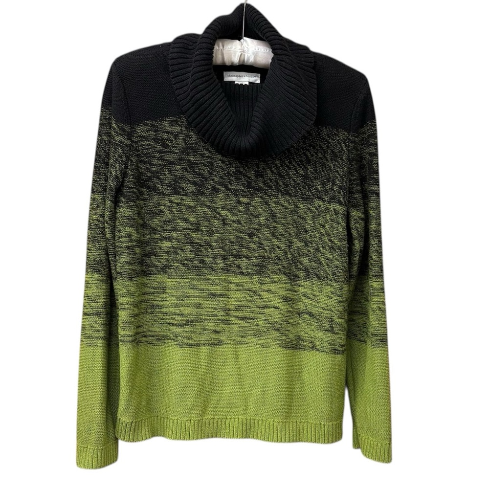 Black and green cozy cowl neck sweater, medium